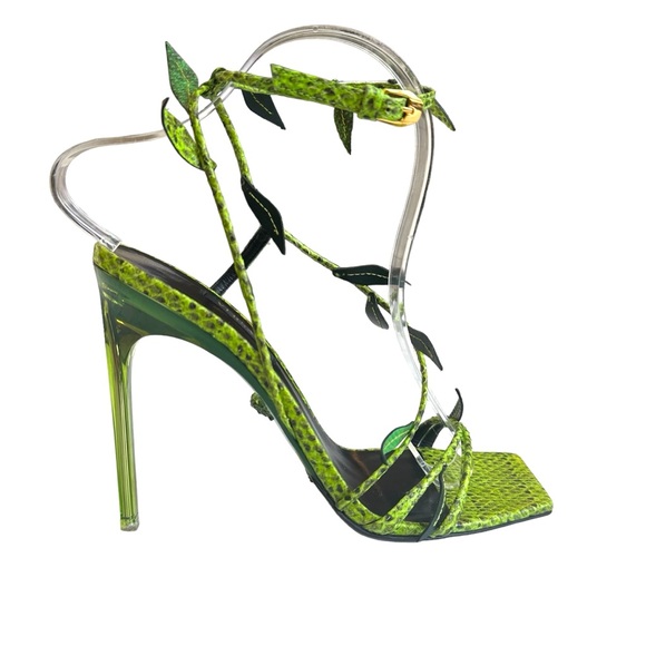 SOLD‼️VERSACE Snakeskin Leaf Sandal Green - Picture 4 of 14